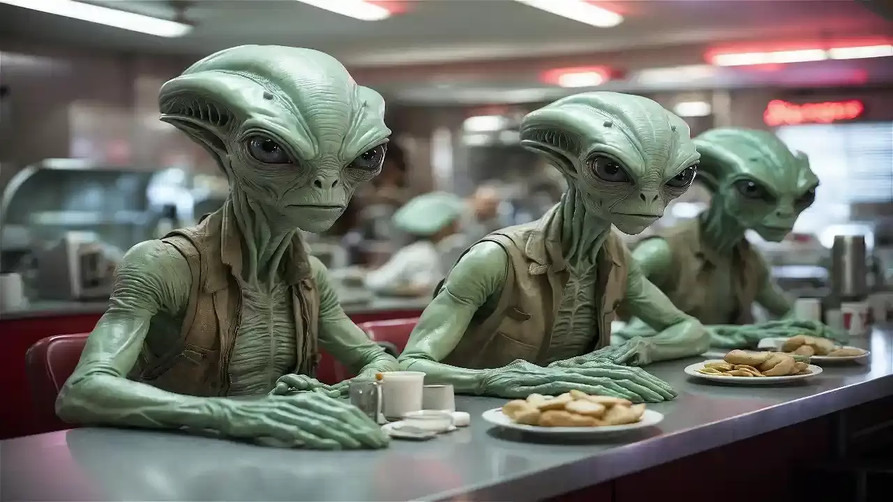 Aliens eating.