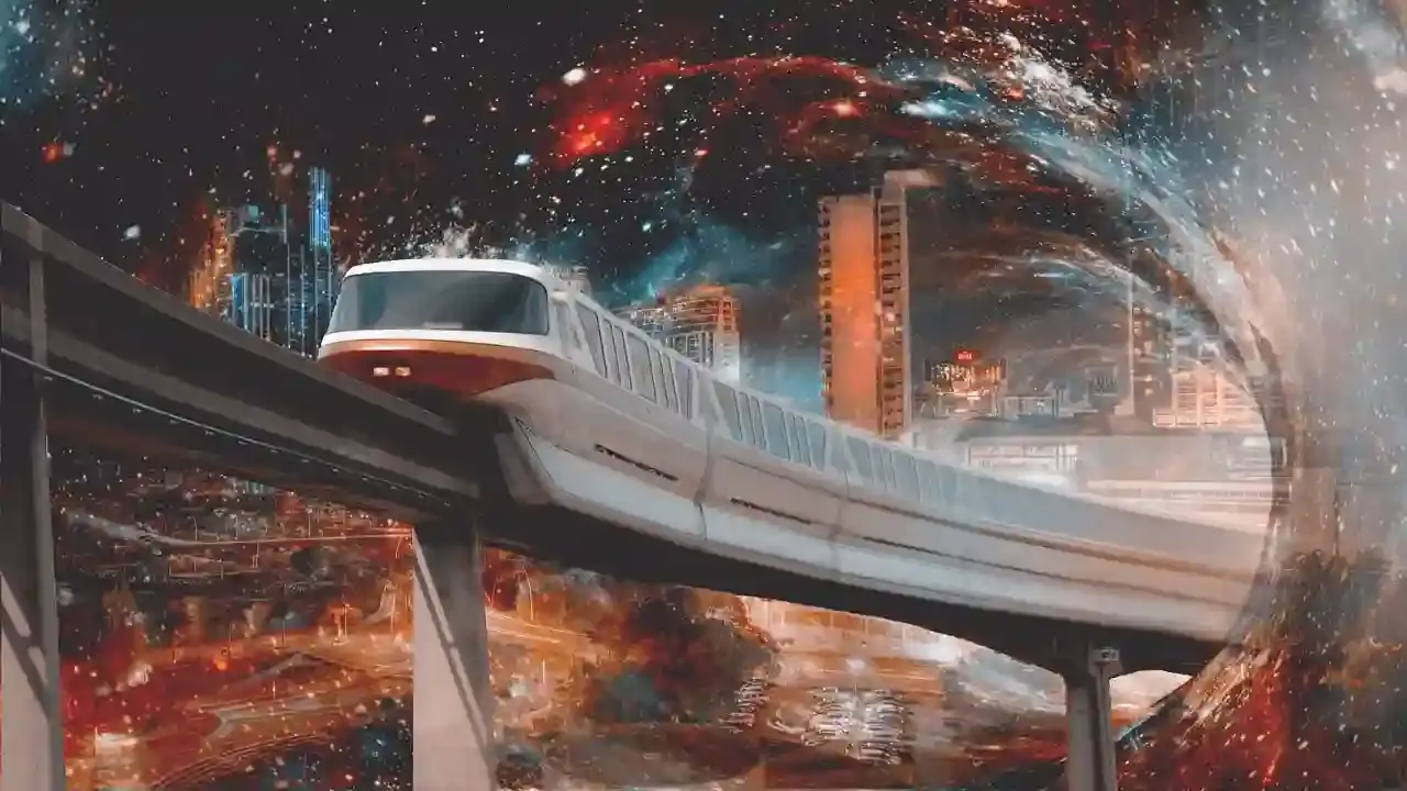 Maglev train in 11D.